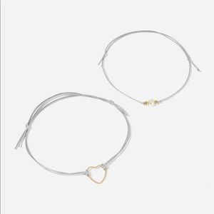 Heart Decor String Bracelet 2pcs